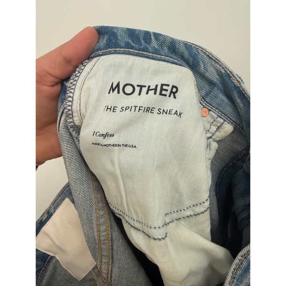 Mother The Spitfire Sneak Straight Leg Jeans in I‎ Confess Light Wash Sz 28 NWT - Picture 7 of 9